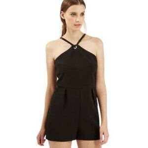 Topshop  Hanky Eyelet Halter Neck Romper in Black